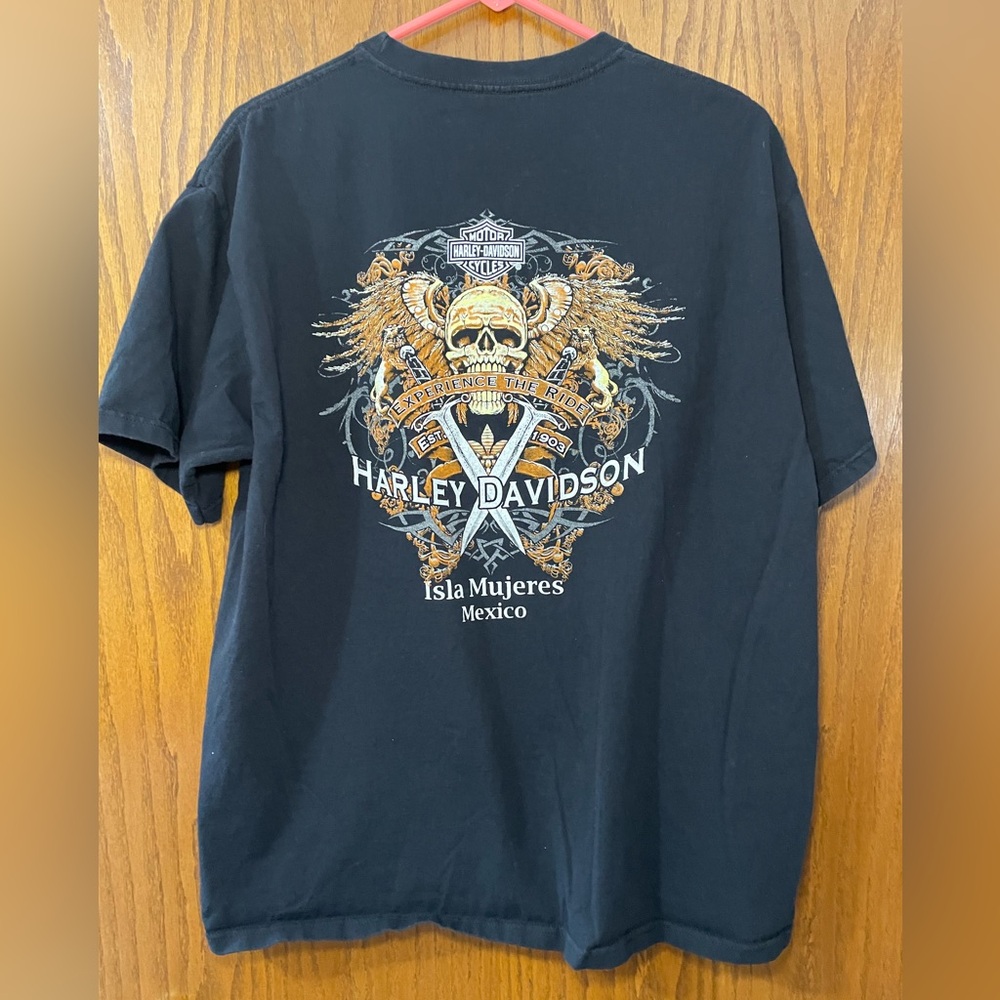 VTG Harley Davidson Isla Mujeres, Mexico Skull Swords  Shirt XL